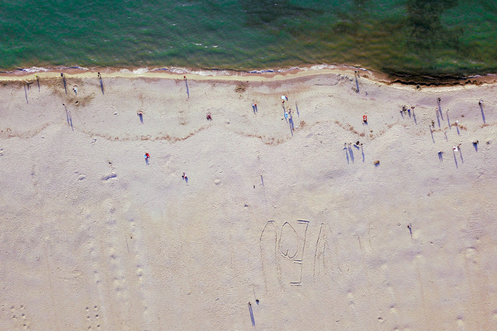 Aerial photo of beach in Viareggio Italy