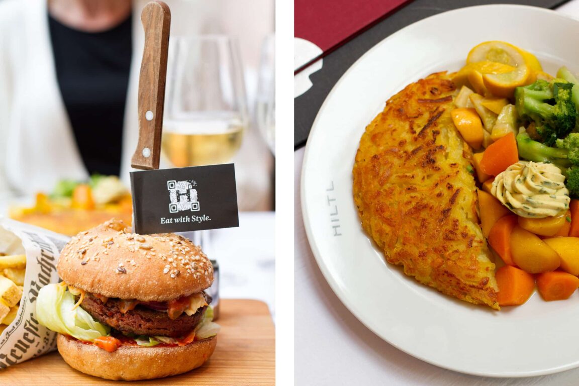 Dishes from Hiltl restaurant in Zurich