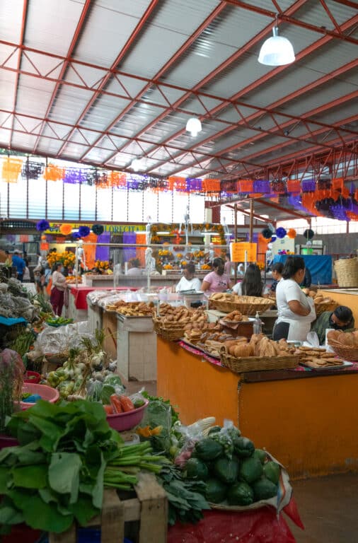 Interior stalls at Mercado de la Merced in Oaxaca Mexico