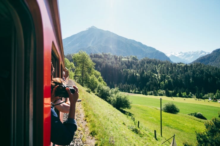 Train In Switzerland Moutnains