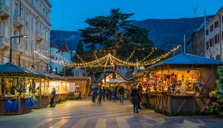 Merano Italy Christmas market at night