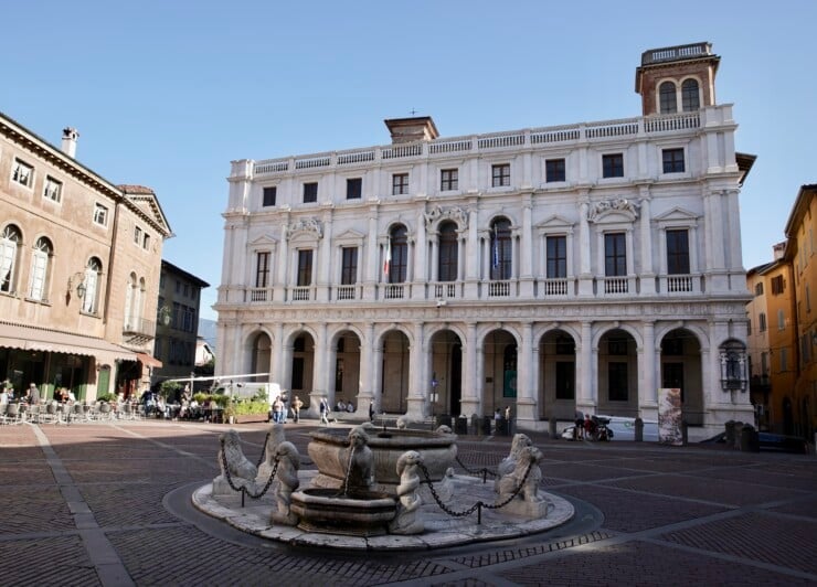 Piazza in citta alta Bergamo Italy