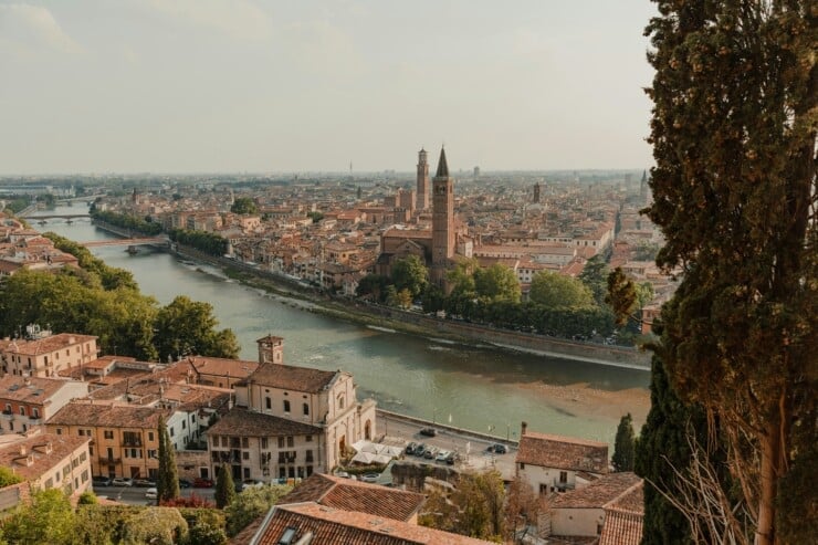View of Adige river in Verona Italy