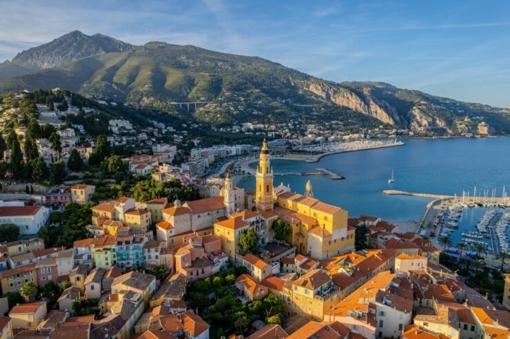Aerial view of Menton, French Riviera (Côte d'Azur), France